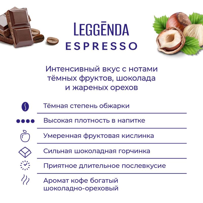Кофе Poetti Leggenda Espresso в зернах, 1кг - фото 2
