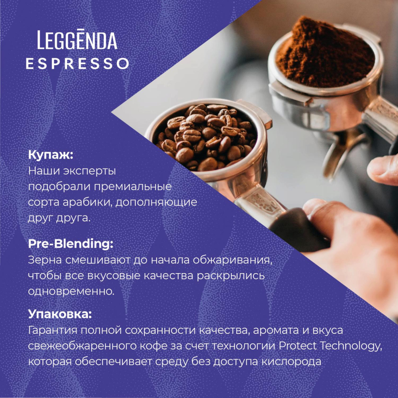 Кофе Poetti Leggenda Espresso в зернах, 1кг - фото 5
