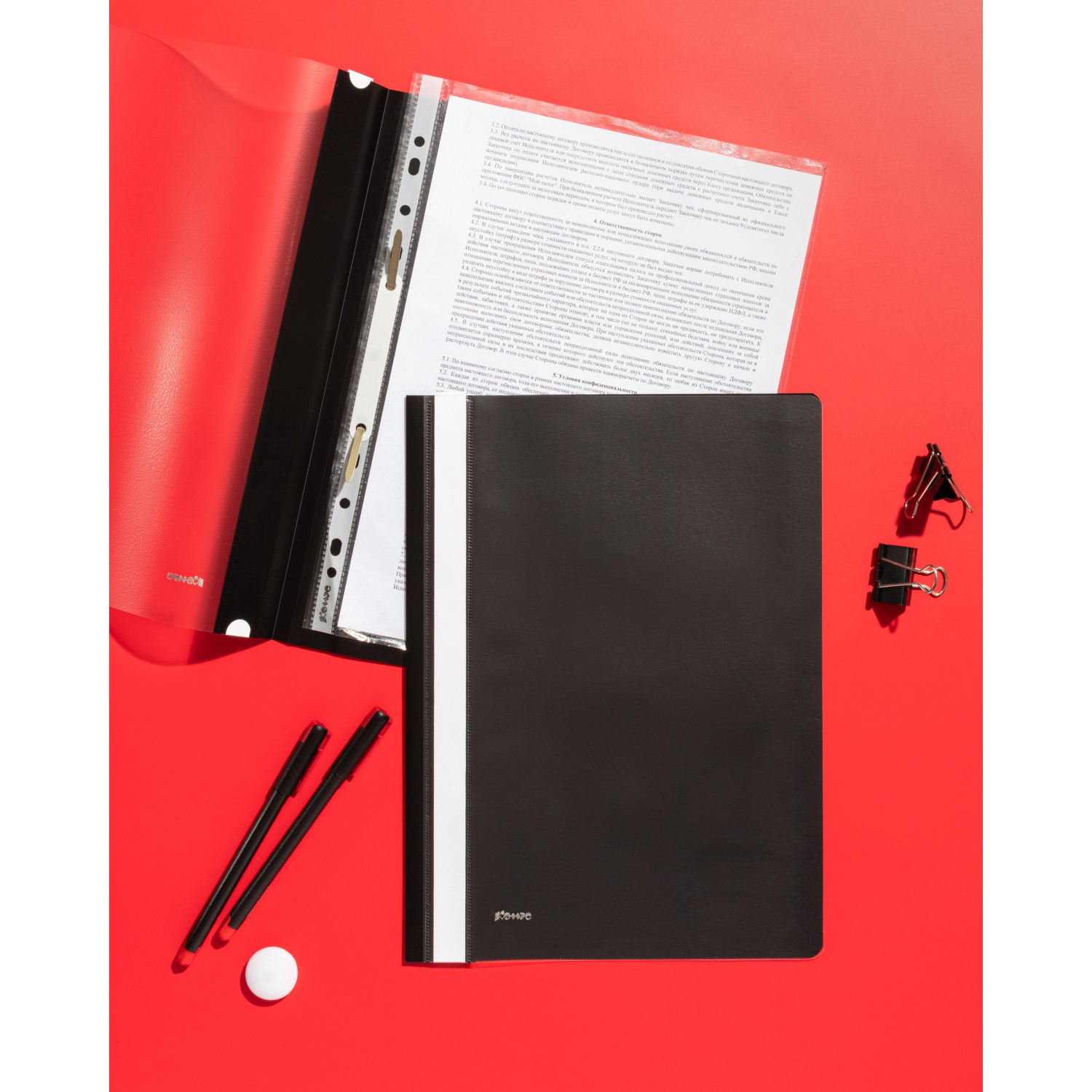 Скоросшиватель пластиковый Комус А4 черный 1810 - фото 5