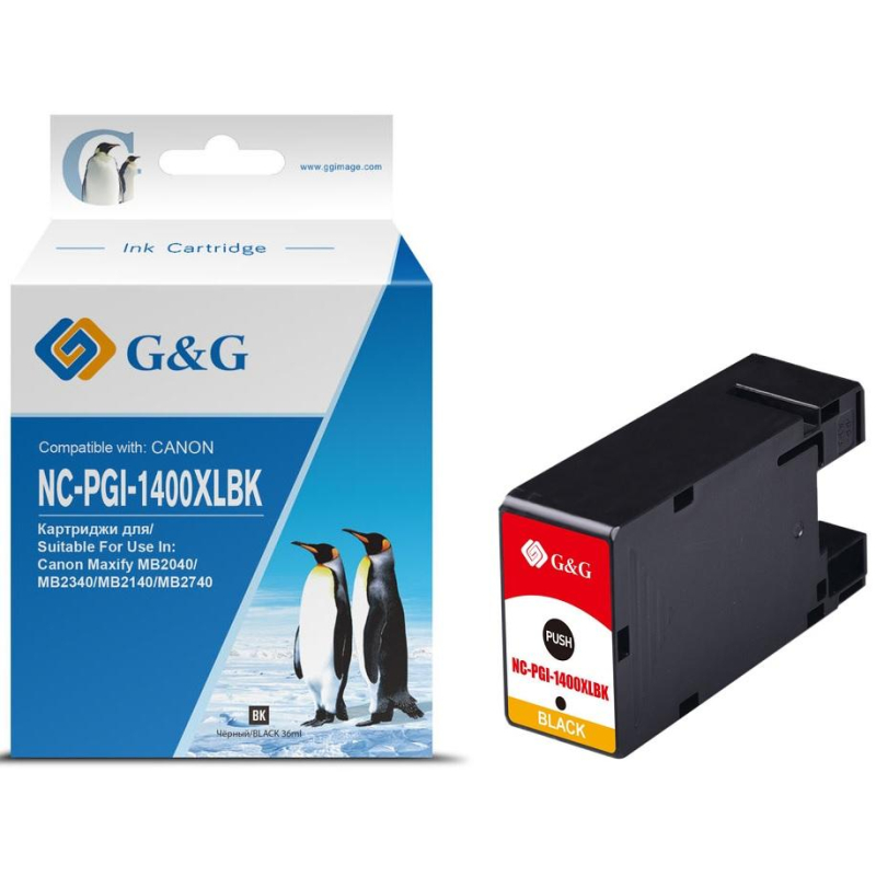 Картридж струйный G&amp;G PGI-1400XL BK чер.  для Canon MB2050/MB2350/MB2040 - фото 1