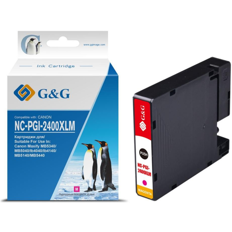 Картридж струйный G&amp;G PGI-2400XL M пур. для Canon MAXIFY iB4040/ МВ5040 - фото 1