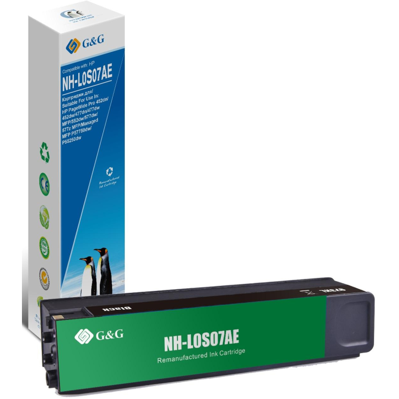 Картридж струйный G&amp;G L0S07AE чер. для HP PageWide Pro 452dn/452dw/477dn - фото 1