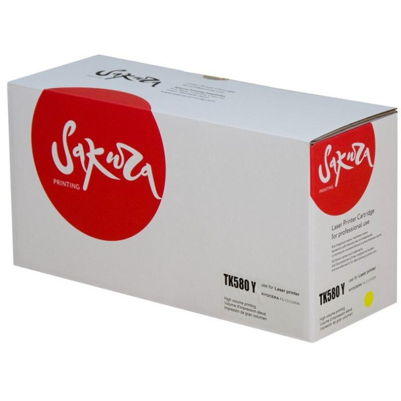 Картридж лазерный SAKURA TK-580Y  жел. для Kyocera Mita FS-5150DN/5250DN - фото 1