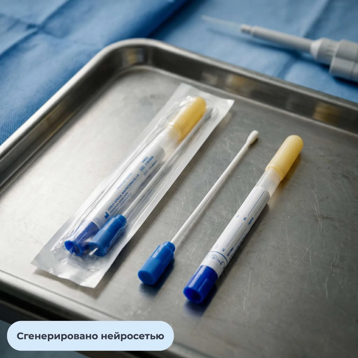 Зонд тампон(тупфер)с транспорт. сред. Amies, стер. инд.уп. Китай 100шт/уп - фото 2