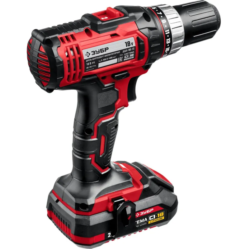 Дрель-шуруповерт аккум. ЗУБР Мастер 18В, 2х2.0Ач, 40Нм  (ДШЛ-185-22) - фото 3