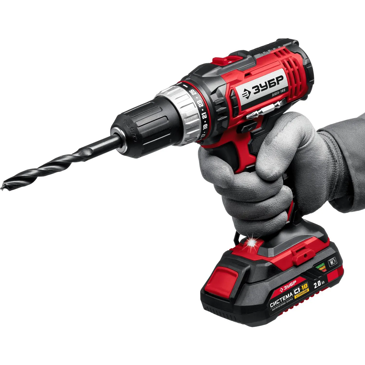 Дрель-шуруповерт аккум. ЗУБР Мастер 18В, 2х2.0Ач, 40Нм  (ДШЛ-185-22) - фото 15