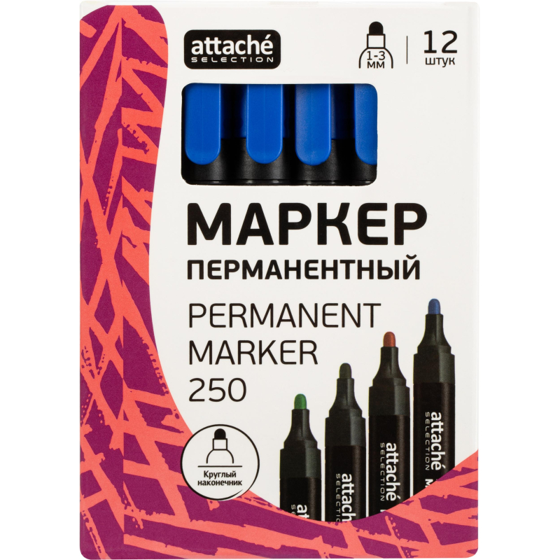 Маркер перманентный Attache Selection 250 синий 1-3мм кругл. наконечник - фото 5