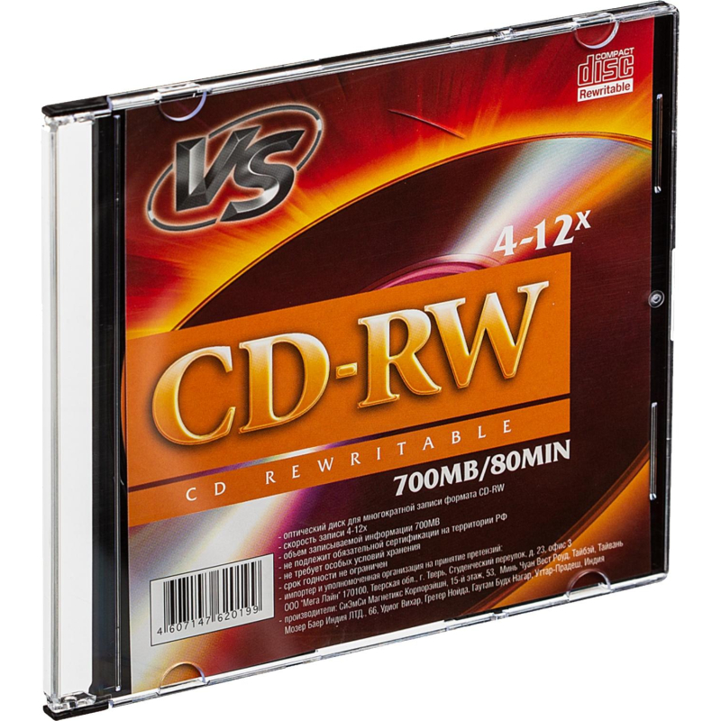 Носители информации CD-RW, 4x-12x, VS, Slim/5, VSCDRWSL501 - фото 3