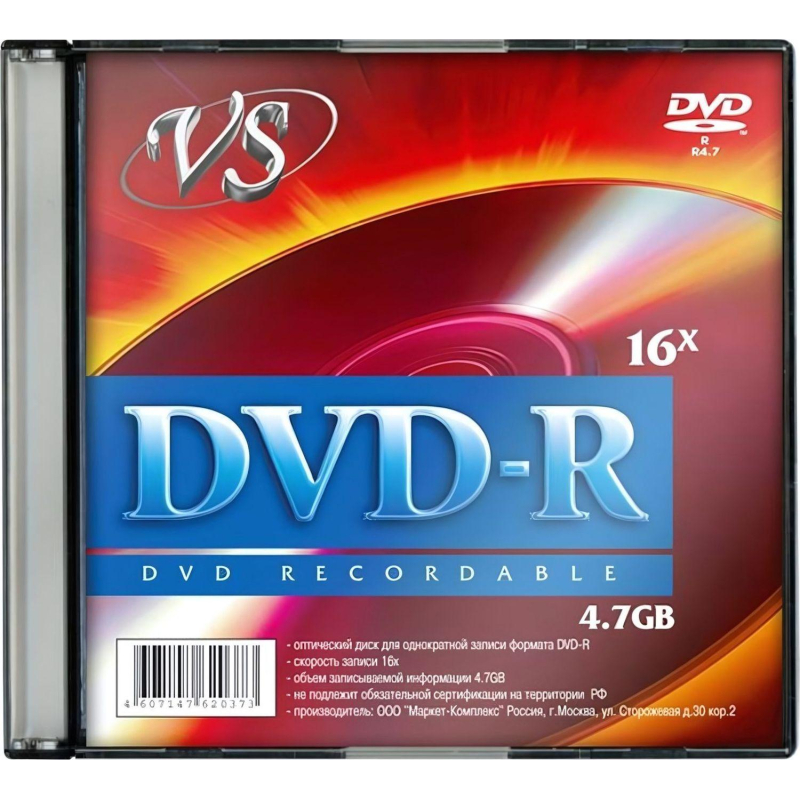 Носители информации DVD-R, 16x, VS, Slim/5, VSDVDRSL501 - фото 1