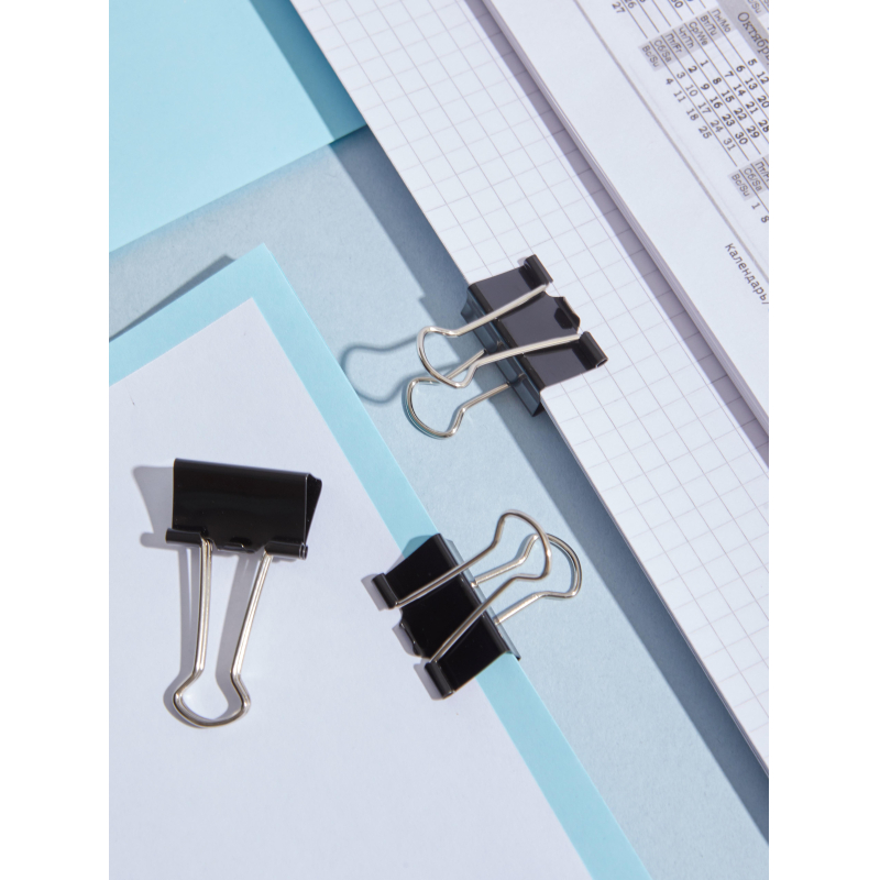 Зажимы для бумаг 25мм 12шт./уп.Комус, в картонной коробке - фото 9