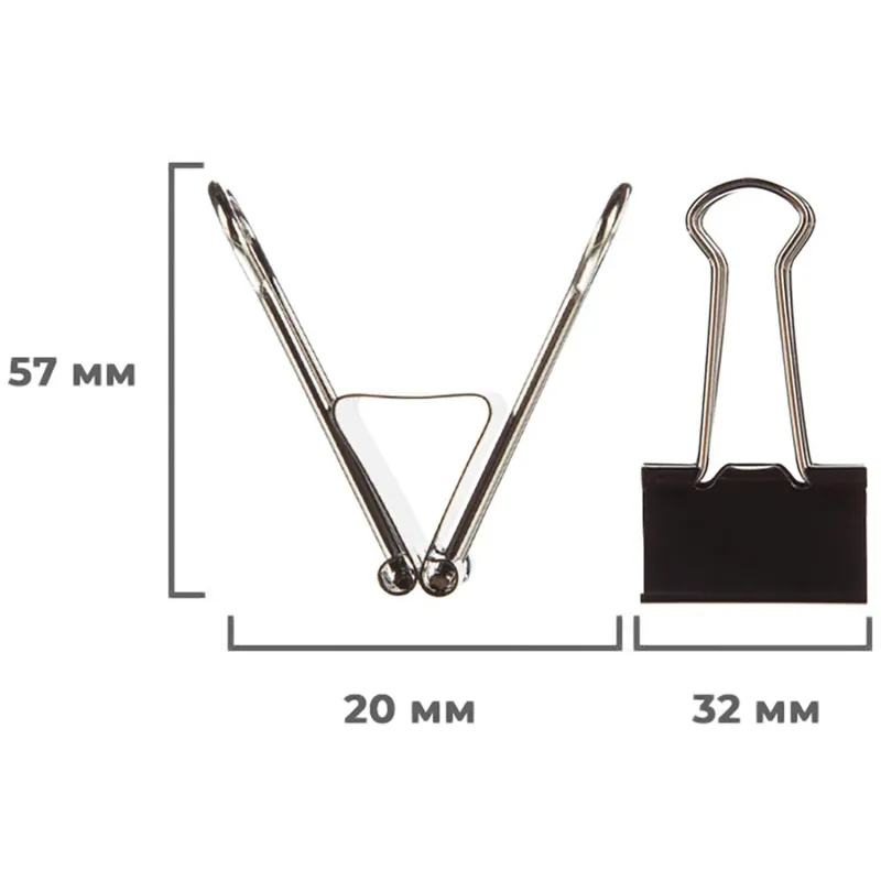 Зажимы для бумаг 32мм 12шт./уп. Комус, в картонной коробке - фото 5