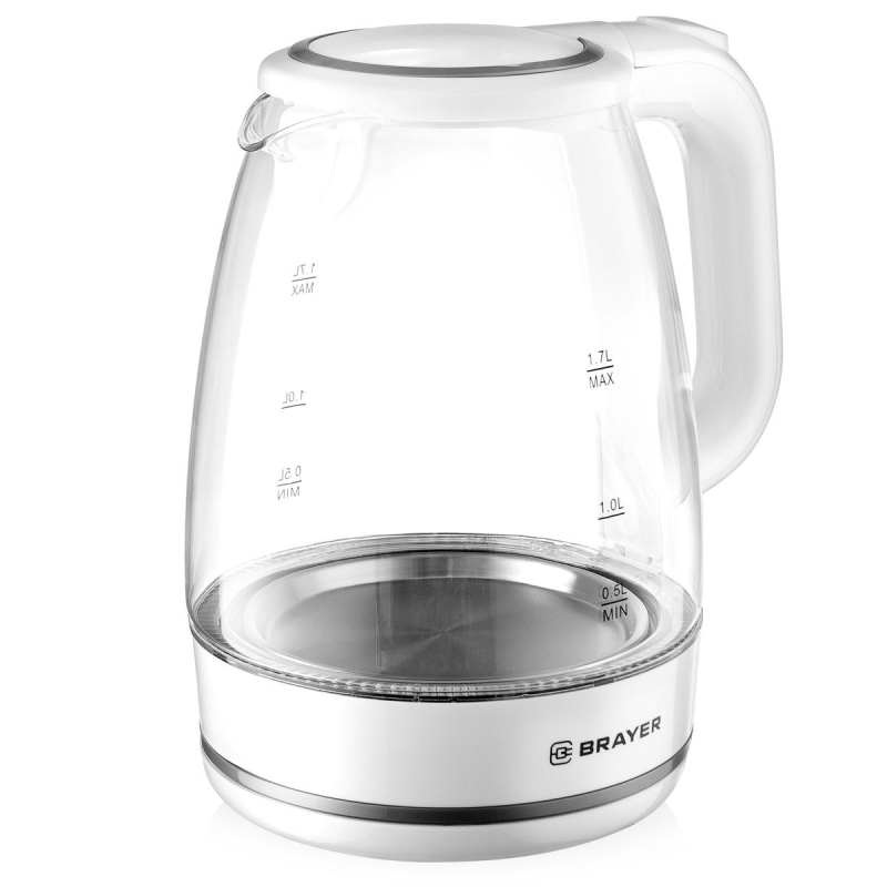 Чайник BRAYER 1030BR-WH,2200 Вт, 1,7 л, стекл.корп., подсветка - фото 5