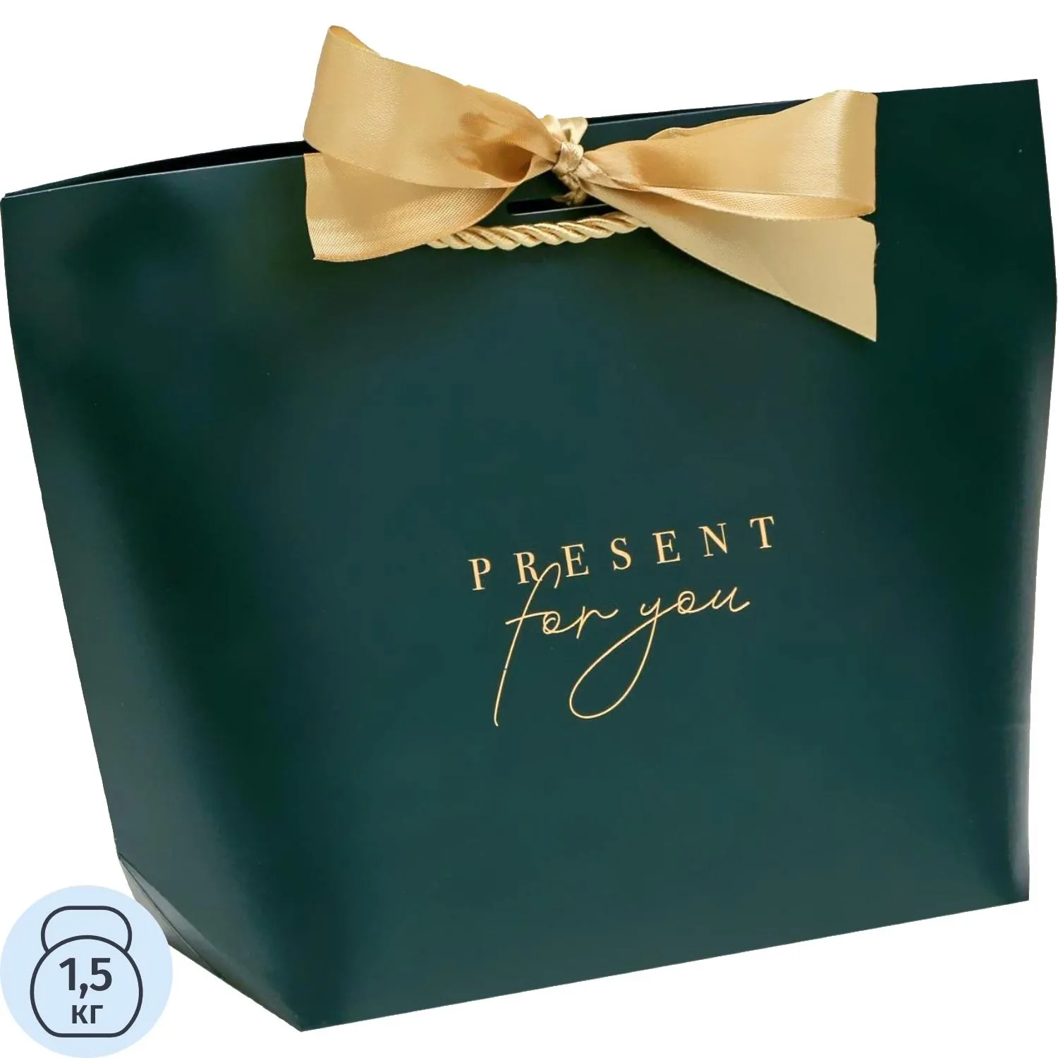 Пакет подарочный Present for you, 28 х 20 х 9 см, темно-зел., 4785005 - фото 1