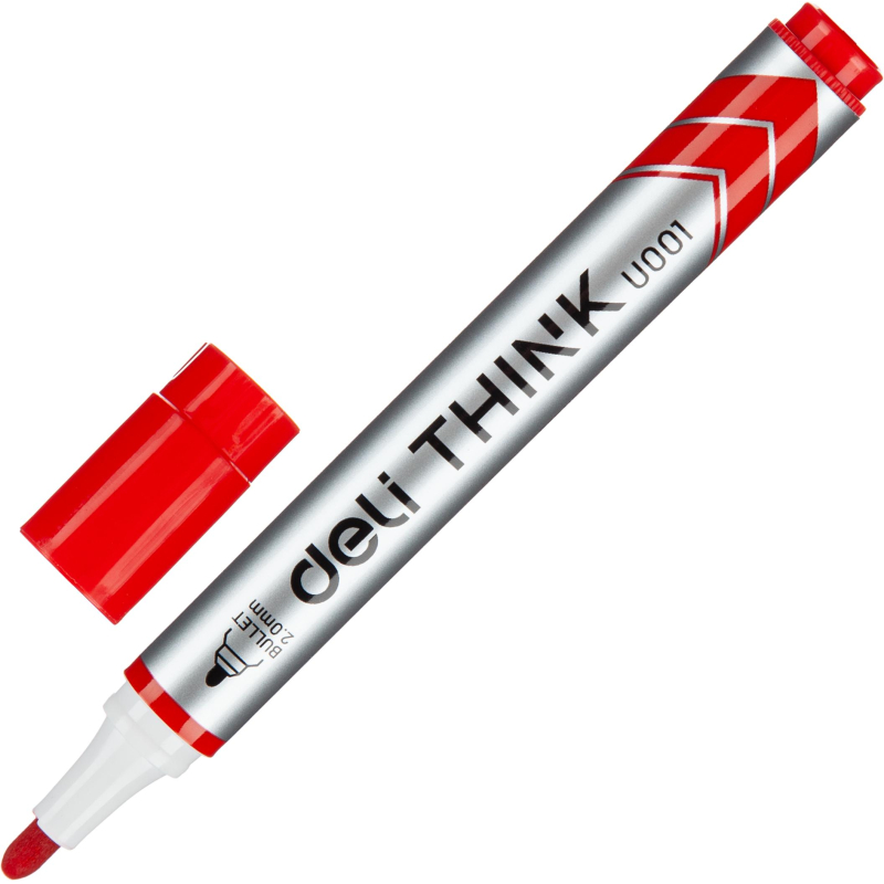 Маркер для белых досок Deli Think 2 мм красный кругл.нак.EU00140 - фото 1