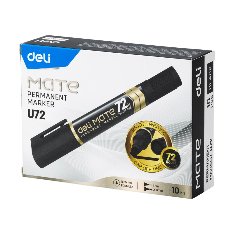 Маркер перманентный двусторонний Deli Mate 1,5/2-6 мм черный EU72-BK - фото 3