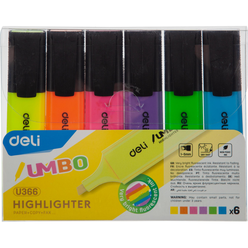 Набор текстовыделителей Deli Jumbo 1-5 мм 6 цветов EU366-MT - фото 8