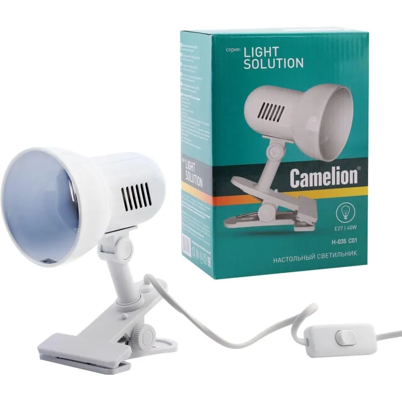 Светильник Camelion H-035 прищепка белый Е27 60W - фото 13
