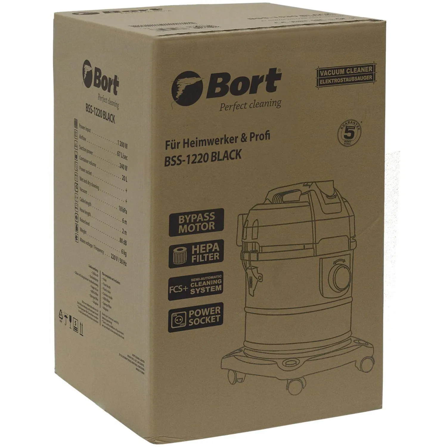 Пылесос строительный BORT BSS-1220 BLACK, 20 л (93412598) - фото 15