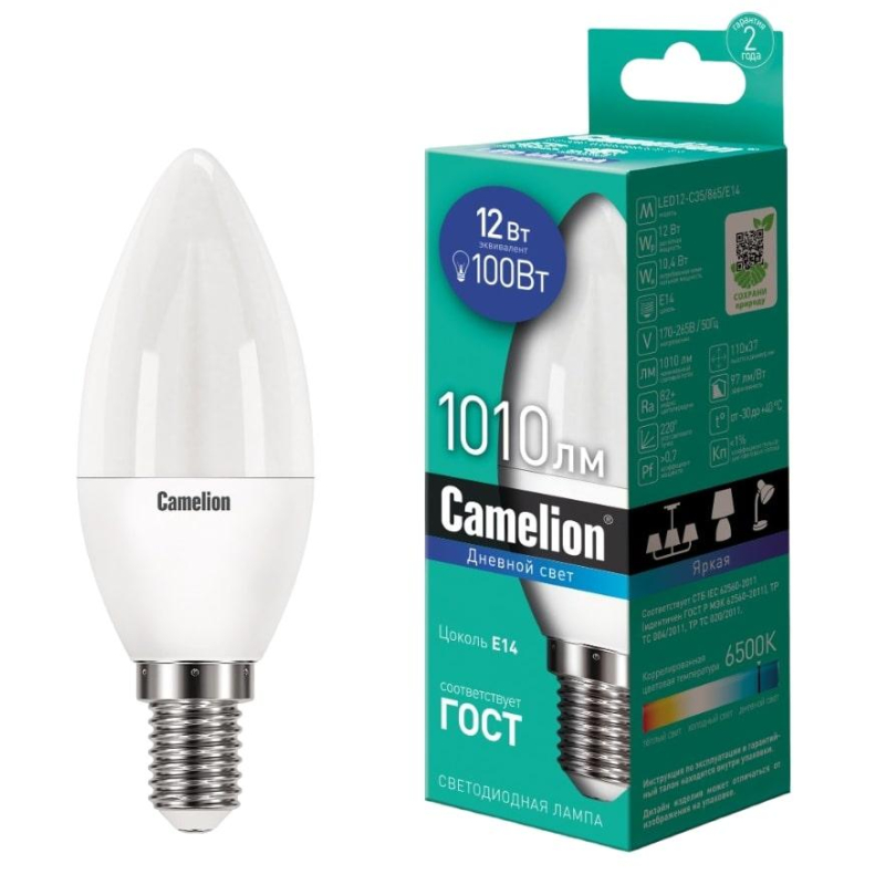 Лампа светодиодная Camelion LED12-C35/865/E14 12Вт 220В - фото 1