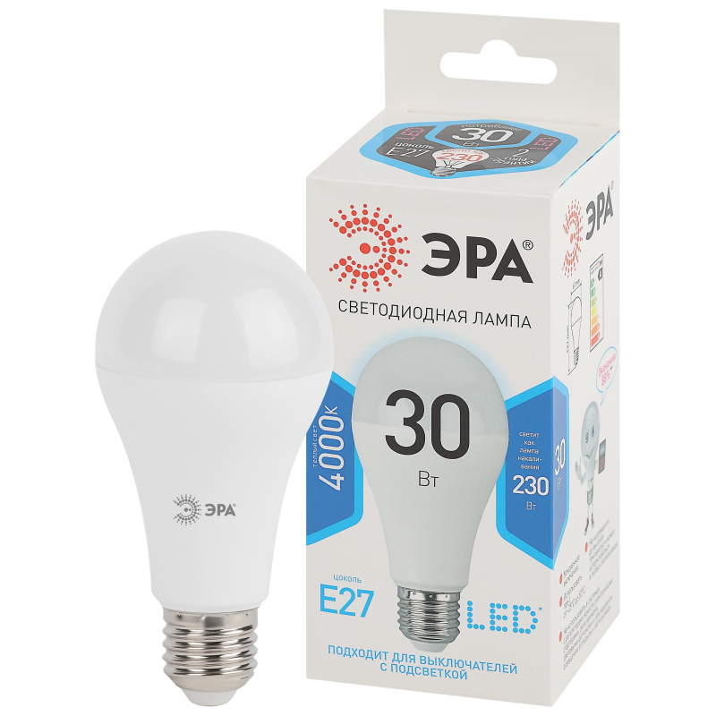 Лампа светодиодная ЭРА STD LED A65-30W-840-E27 E27 / Е27 30Вт нейтрал. свет - фото 2