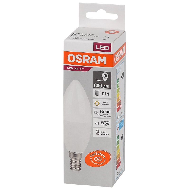 Лампа светодиодная OSRAM LED Value B, 800лм, 10Вт, 3000К Е14 (579125) - фото 1