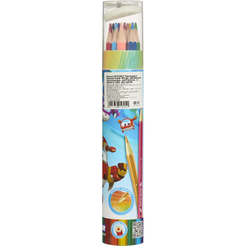 Карандаши цветные Deli Super Wings шестигран.,тополь 12цв/наб туба EC00807 - фото 4