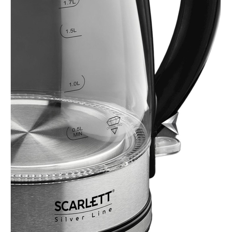 Чайник SCARLETT SC-EK27G95, электрический, стекло, 2200Вт, 1.7л, серебряный - фото 4