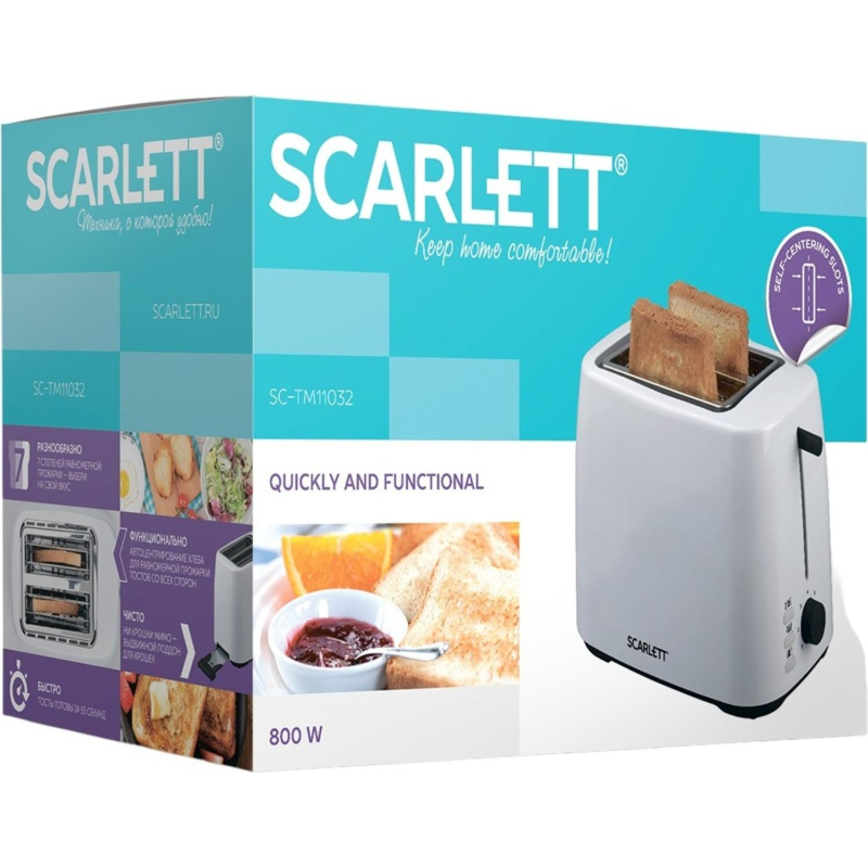 Тостер SCARLETT SC-TM11032, 800Вт, белый - фото 4