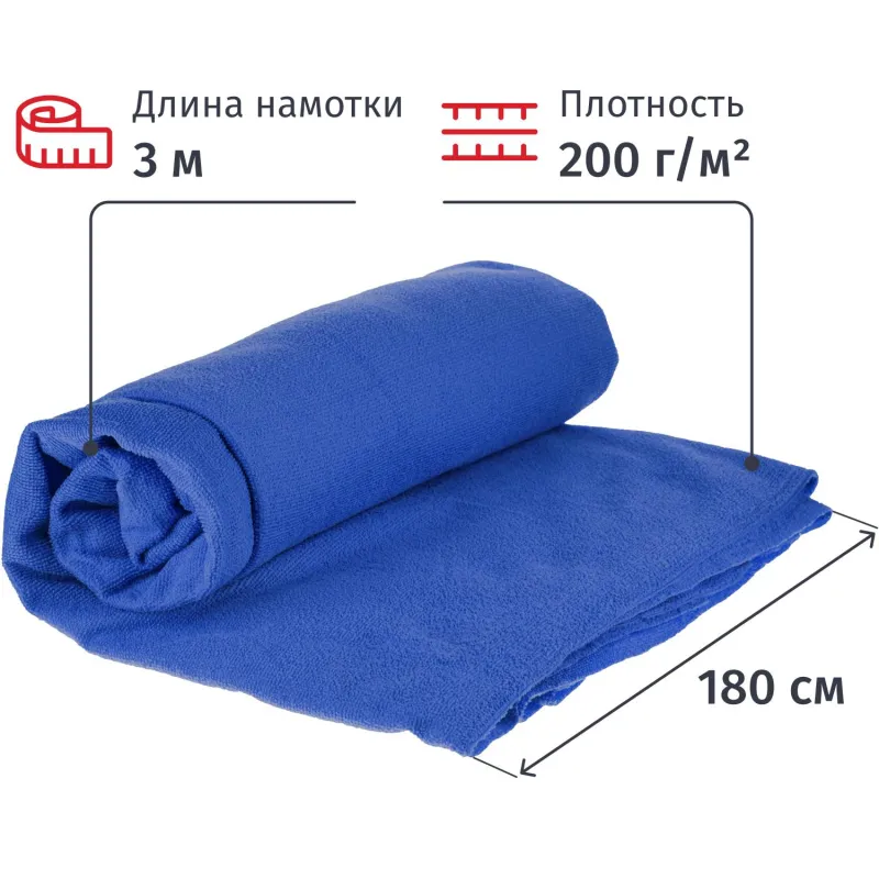 Полотно техническое микрофибра 1,8х3м плотность 200г/м2 синяя - фото 2