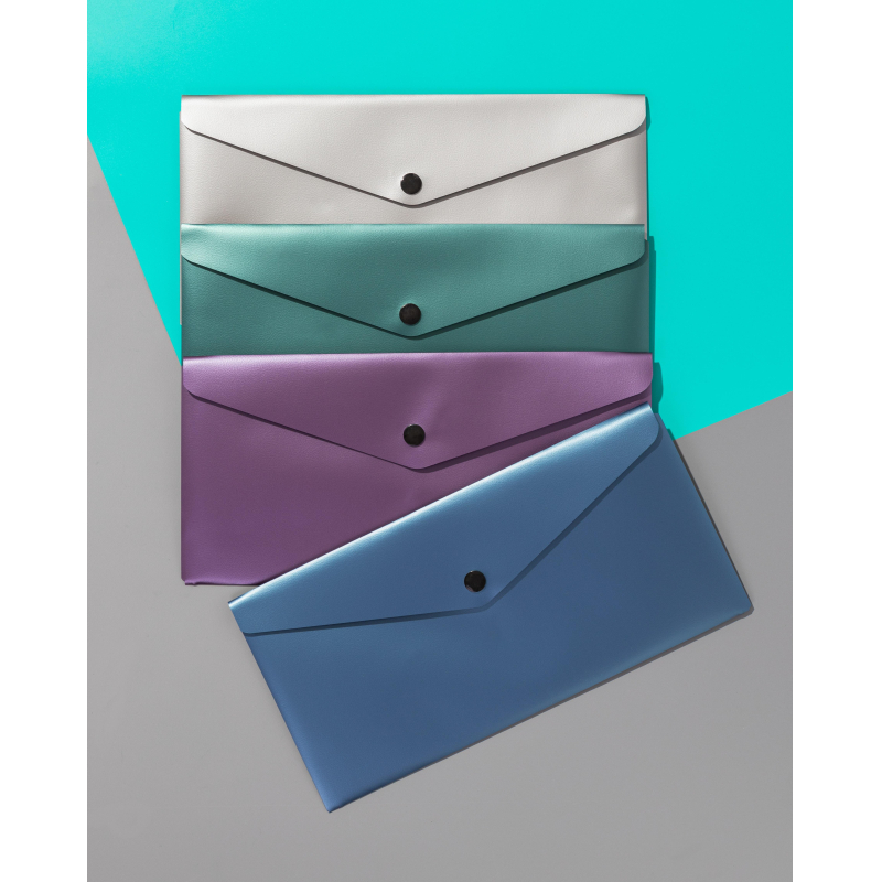 Папка-конверт на кнопке Attache Metallics А6 200мкм 4цв/уп,горизинтальная - фото 4