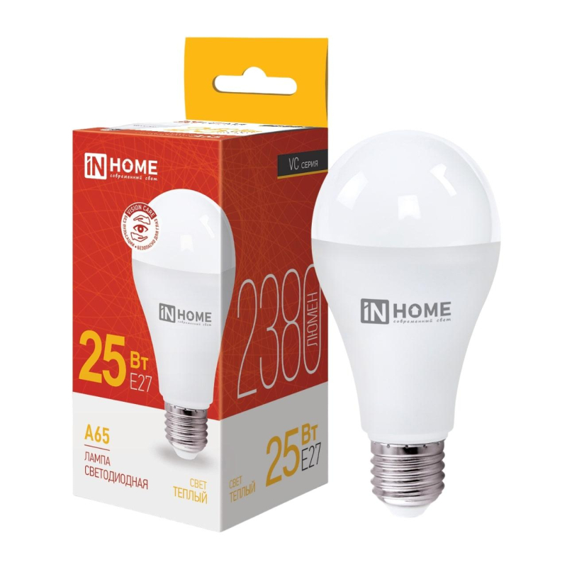 Лампа светодиодная LED-A65-VC 25Вт 230В Е27 3000К 2380 Лм IN HOME - фото 2