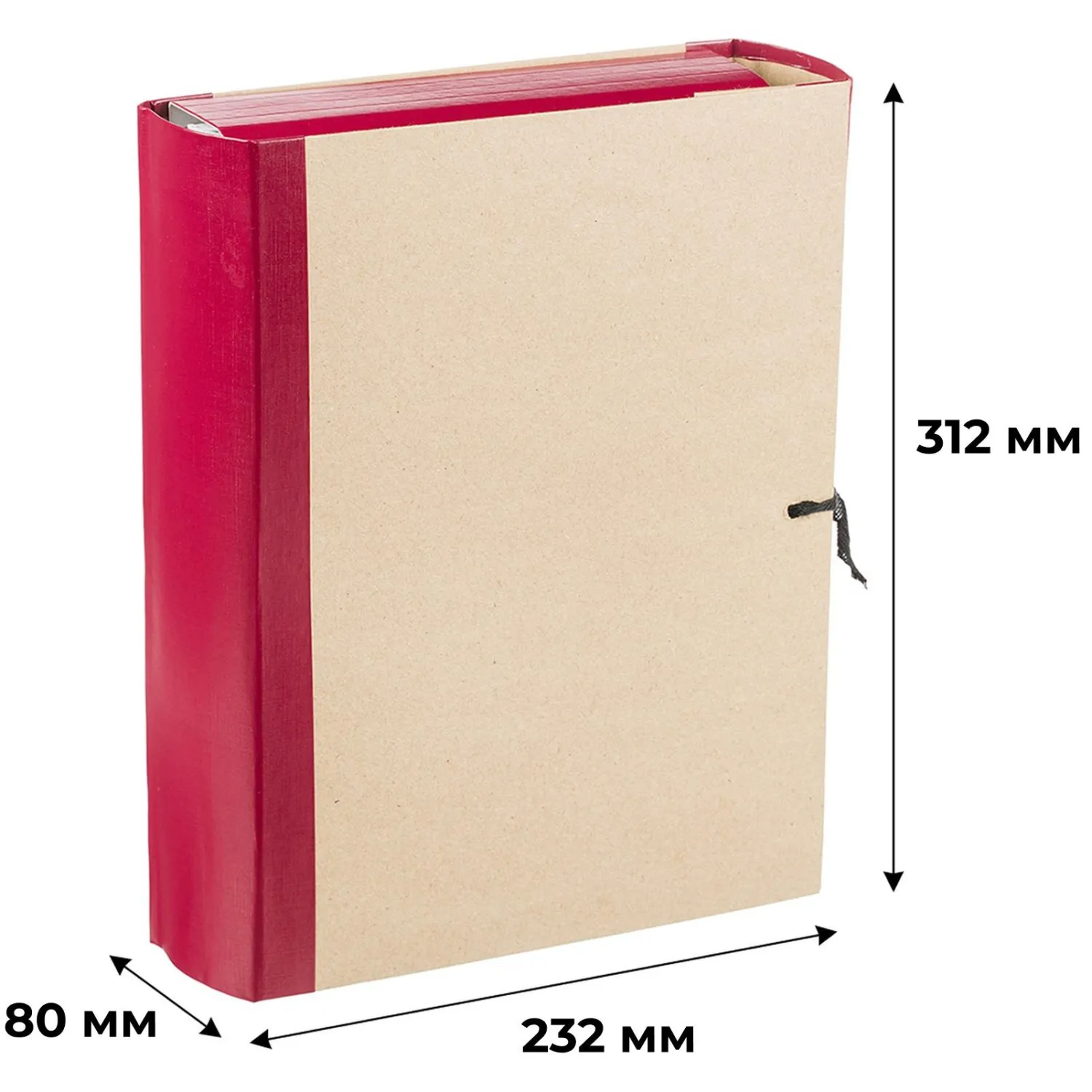 Папка архивная 80мм крафт/бумвинил 4 завязки, бордовая - фото 5