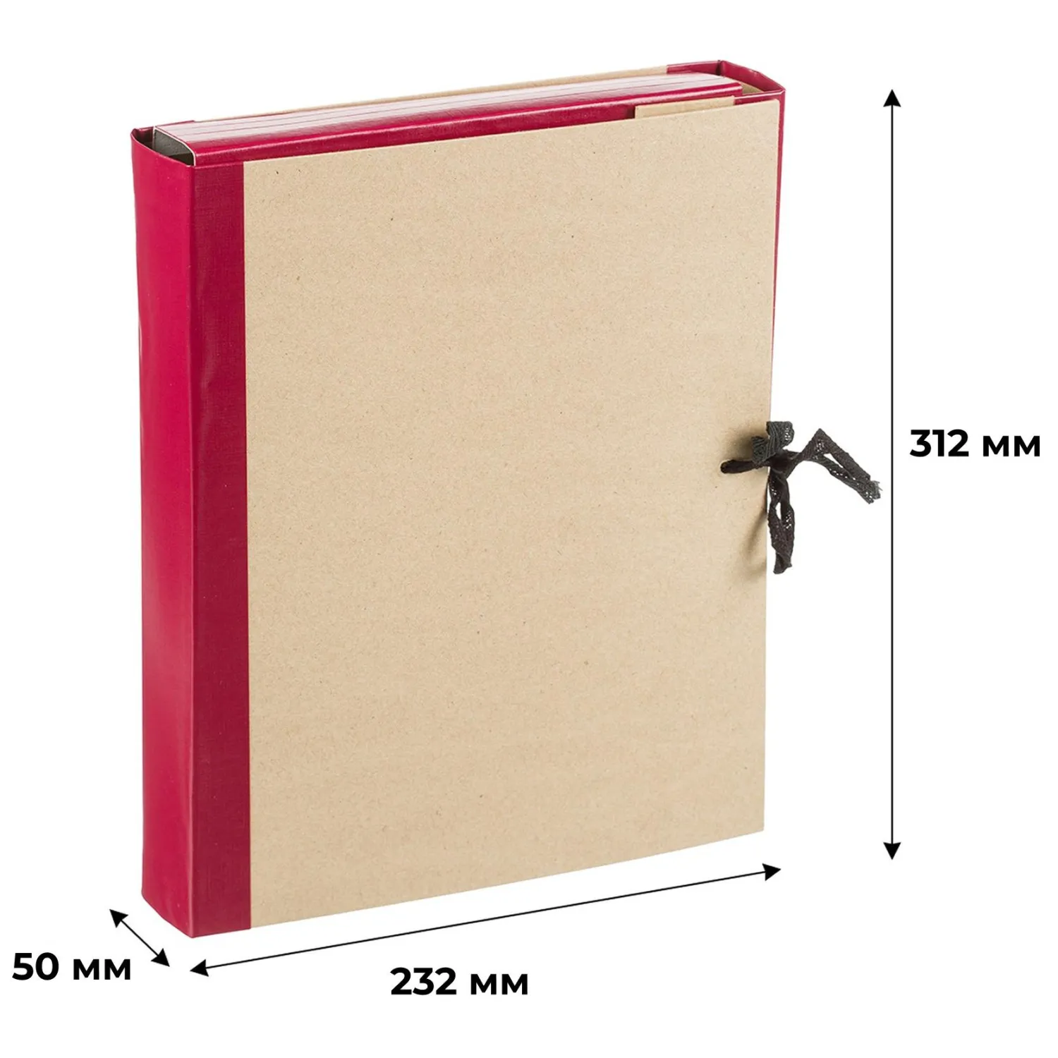 Папка архивная 50мм крафт/бумвинил 4 завязки, бордовая - фото 5