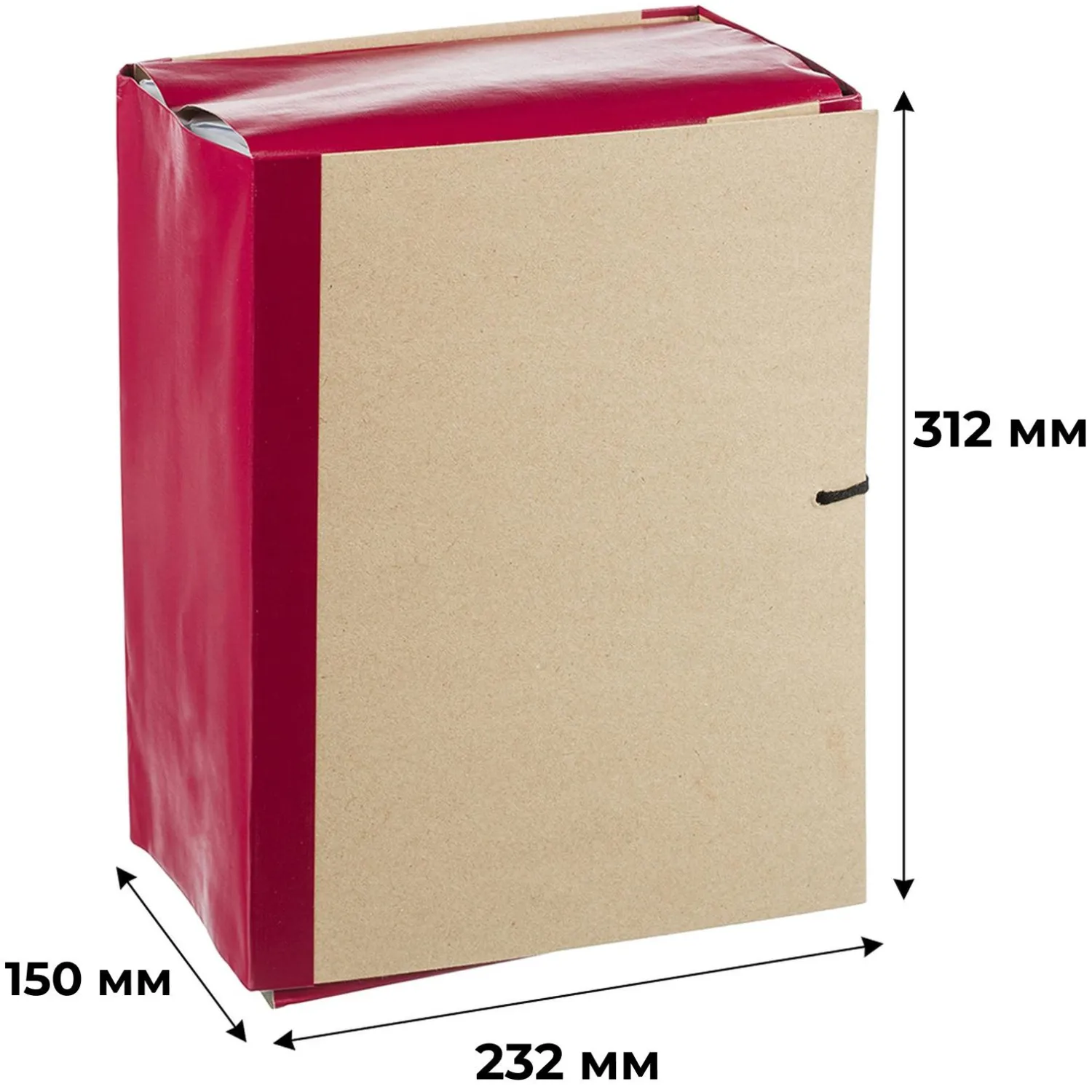 Папка архивная 150мм крафт/бумвинил 4 завязки, бордовая - фото 5