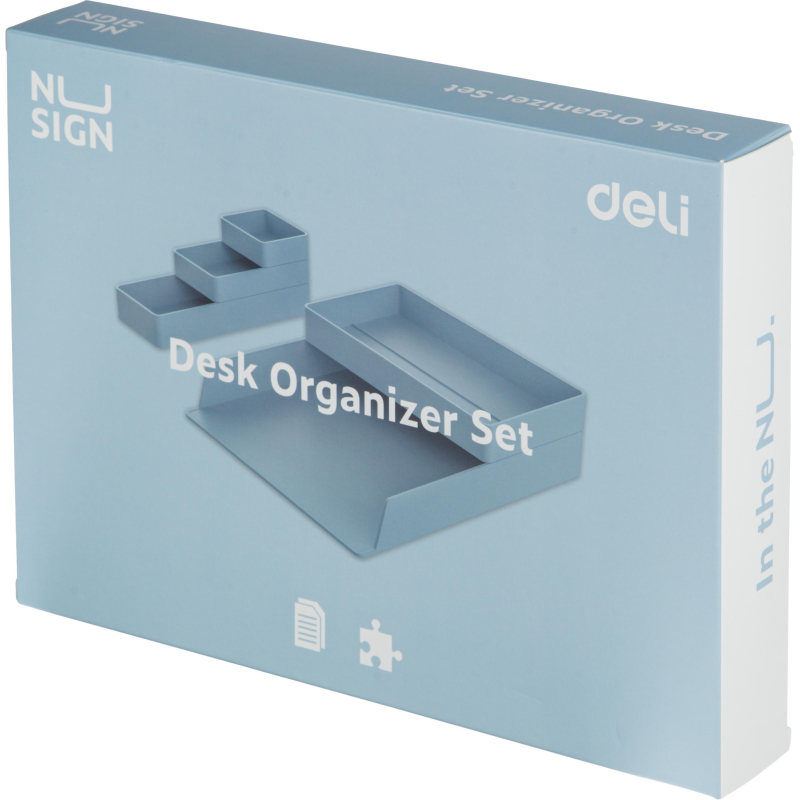 Лоток горизонтальный д/бум Deli NuSign ENS001-blue 2лотка + орган-р син - фото 6