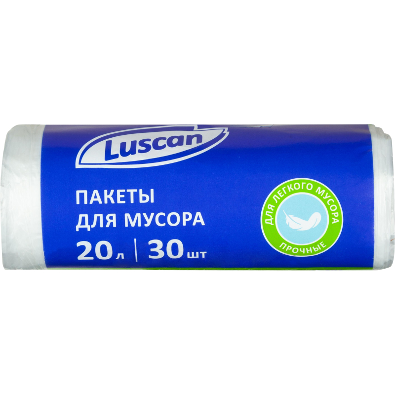 Мешки для мусора ПНД 20л 6мкм 30шт/рул белые 42х50см  Luscan - фото 1