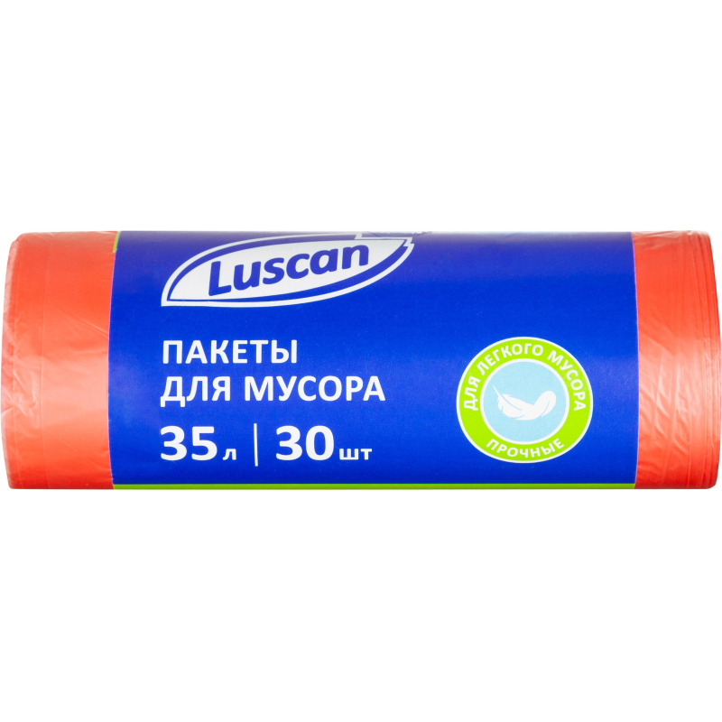 Мешки для мусора ПНД 35л 8мкм 30шт/рул красный 48х58см Luscan - фото 1