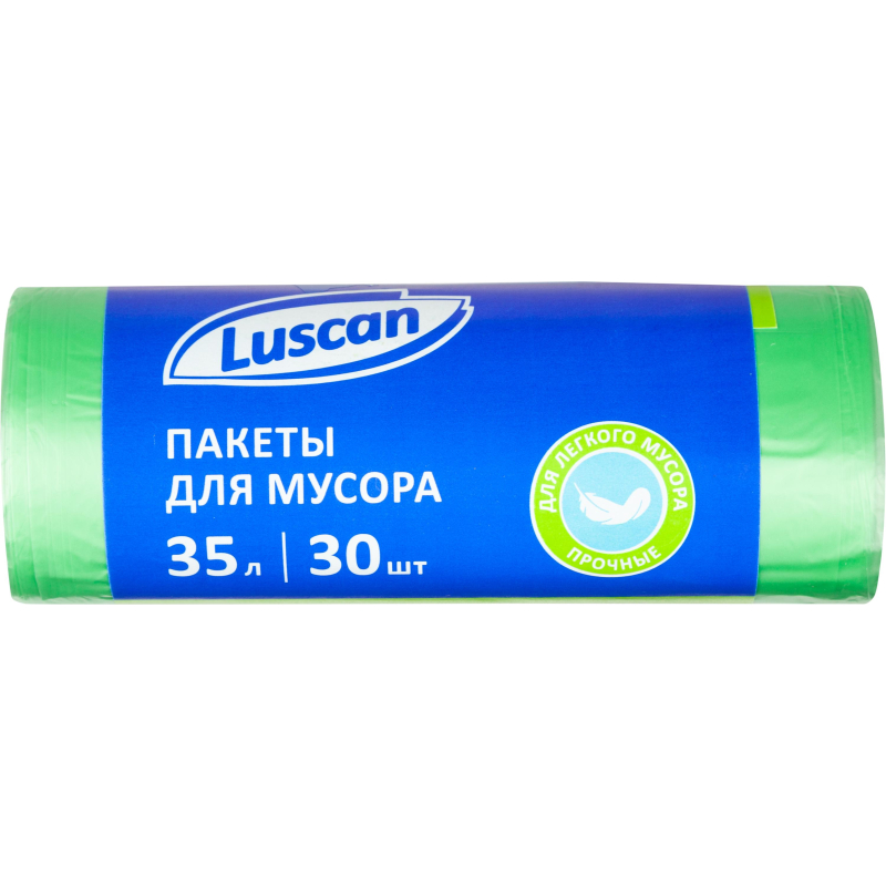 Мешки для мусора ПНД 35л 8мкм 30шт/рул зеленый 48х58см Luscan - фото 1