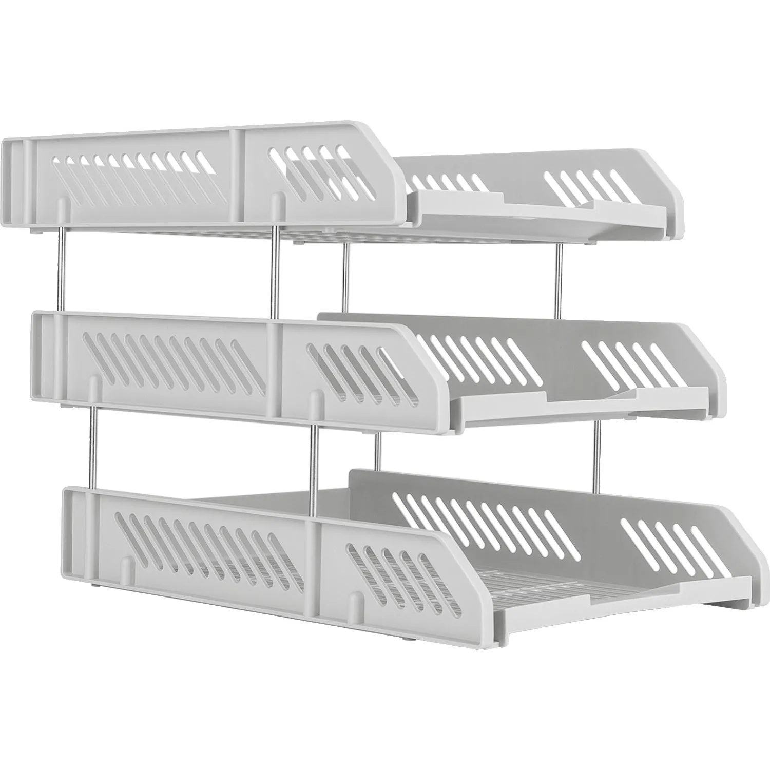 Лоток горизонтальный для бумагDeli E9209 набор 3шт на металл.стерж серый - фото 8