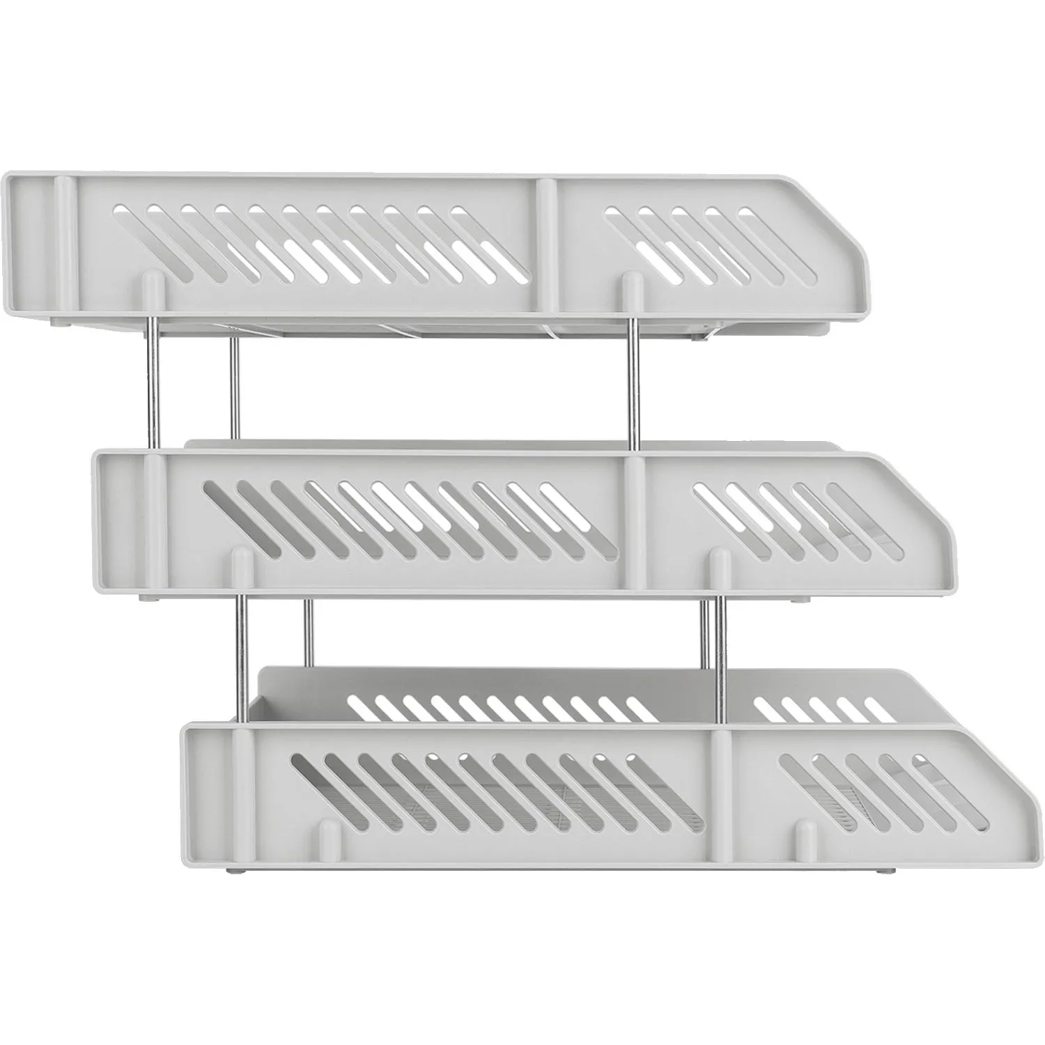 Лоток горизонтальный для бумагDeli E9209 набор 3шт на металл.стерж серый - фото 9