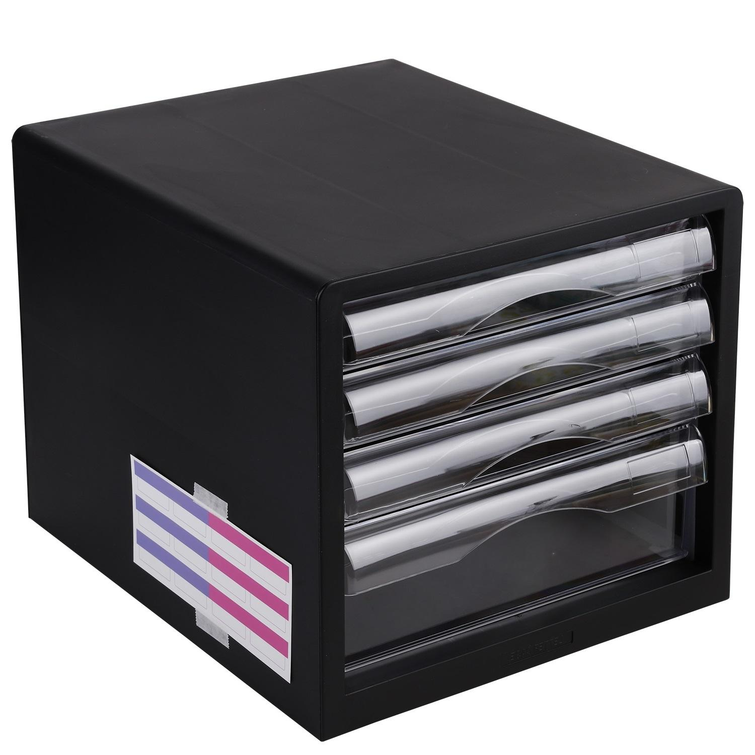 Бокс с выдвижными лотками Deli E9774, 4 выдвижн лотка черный - фото 1