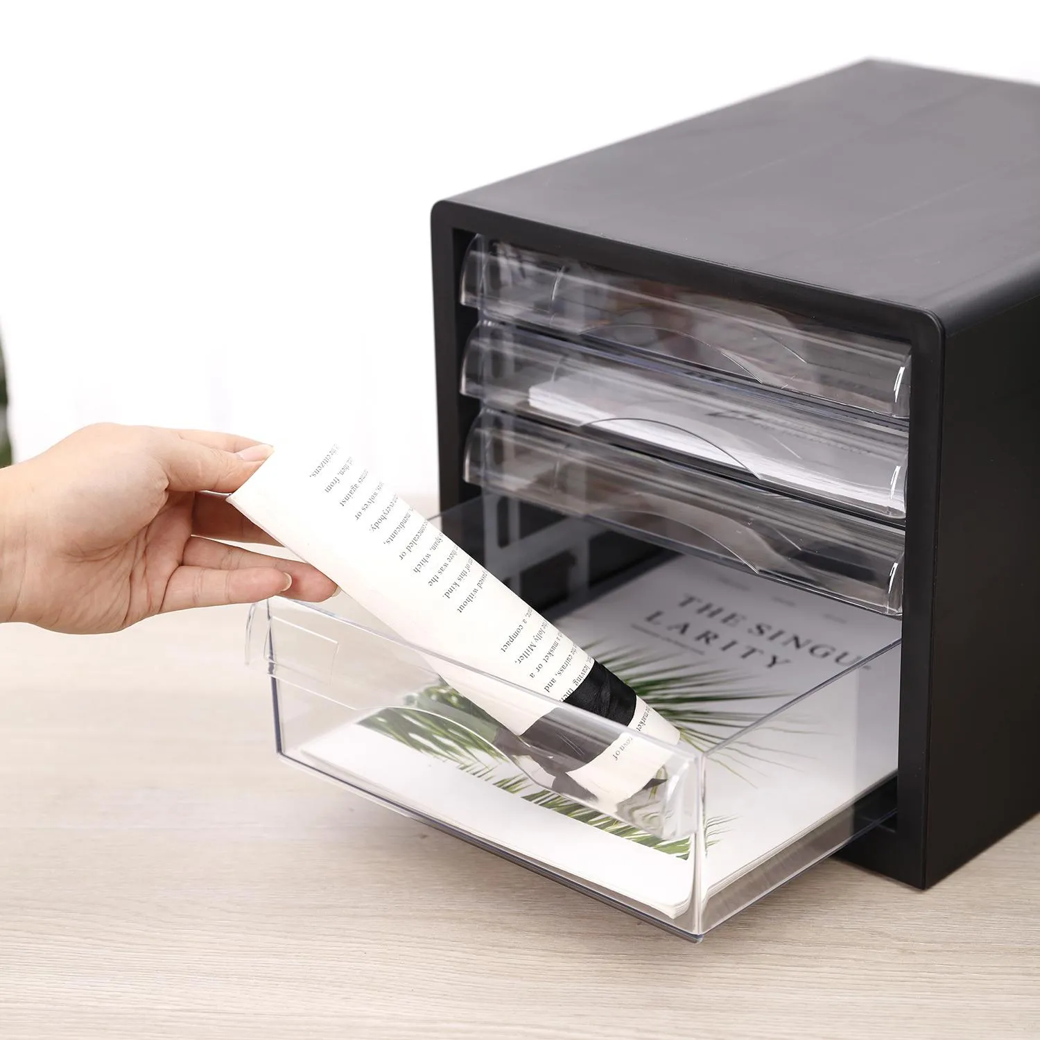 Бокс с выдвижными лотками Deli E9774, 4 выдвижн лотка черный - фото 7