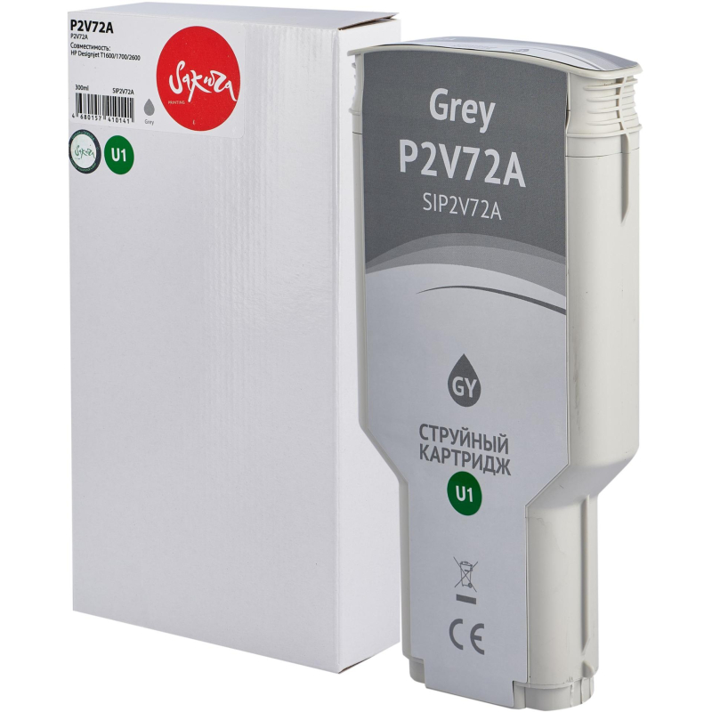 Картридж струйный Sakura P2V72A (№730 Grey) сер. для HP DesignJet T1700 - фото 1