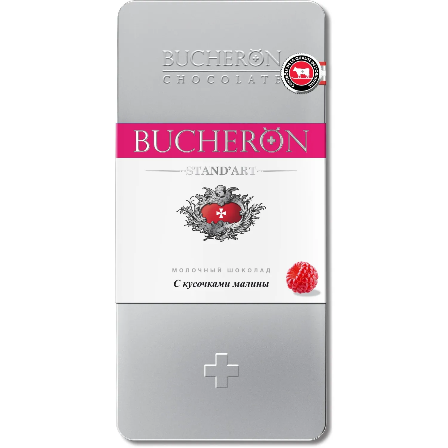 Шоколад BUCHERON молочный шоколад с малиной, ж/б, 100г - фото 1