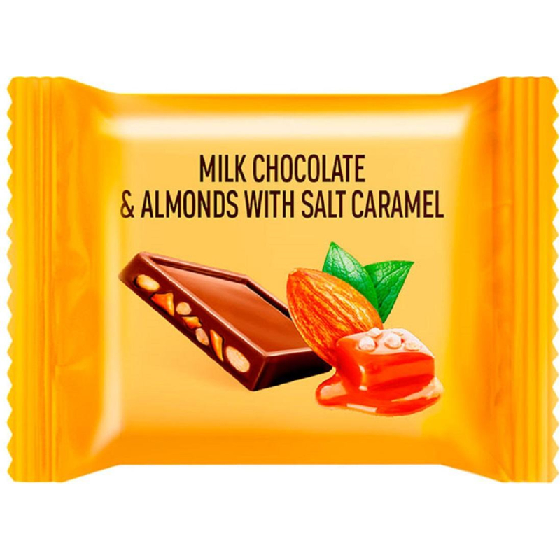 Шоколад O&#039;Zera Milk & Almonds мол. с солен. карамелью, 1,2кг/уп - фото 1