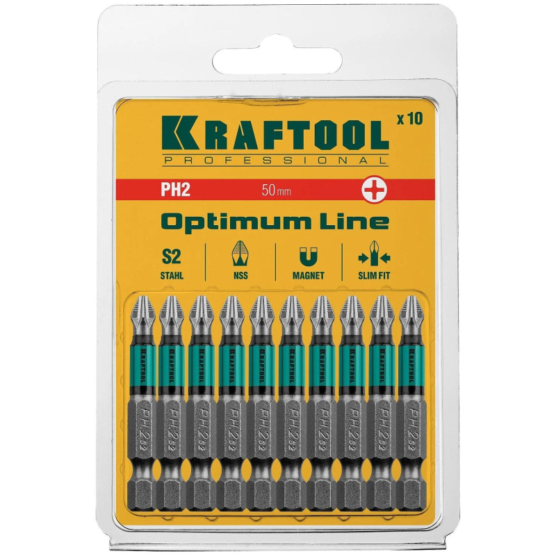 Бита KRAFTOOL Optimum Line PH2, 50 мм, тип E, 10 шт/уп (26122-2-50-10) - фото 2