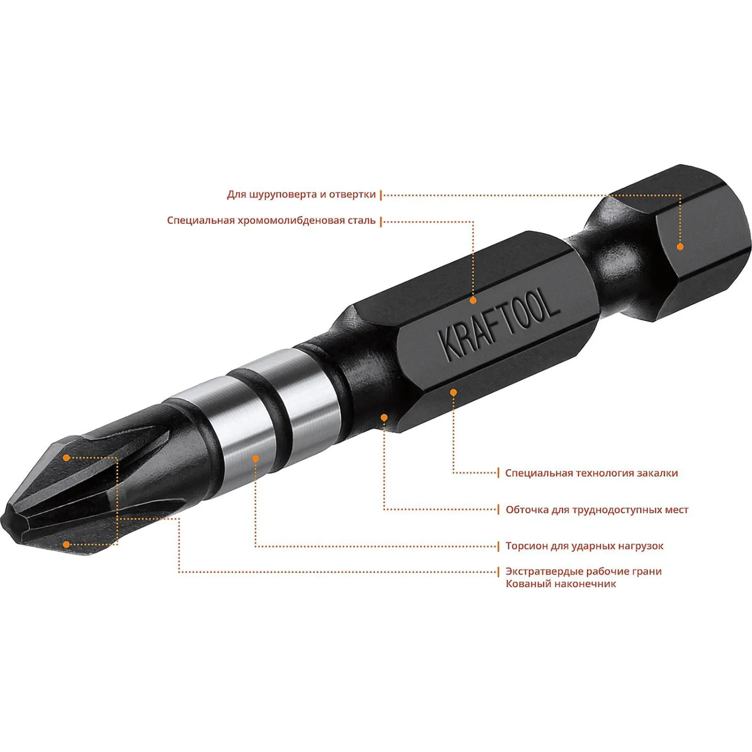 Бита KRAFTOOL Impact Pro PH2, 50мм, тип Е, 10шт/уп (26191-2-50-S10) - фото 3