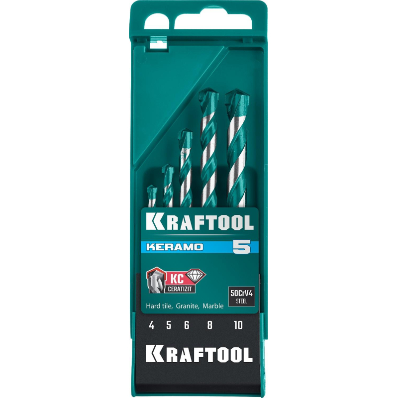 Набор сверл по керамограниту KRAFTOOL KERAMO 5 шт: 4-5-6-8-10мм (29175-H5) - фото 1