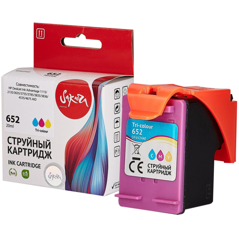 Картридж струйный Sakura №652 (F6V24AE) цв.для HP 2135/3635/4535/5075/5275 - фото 1