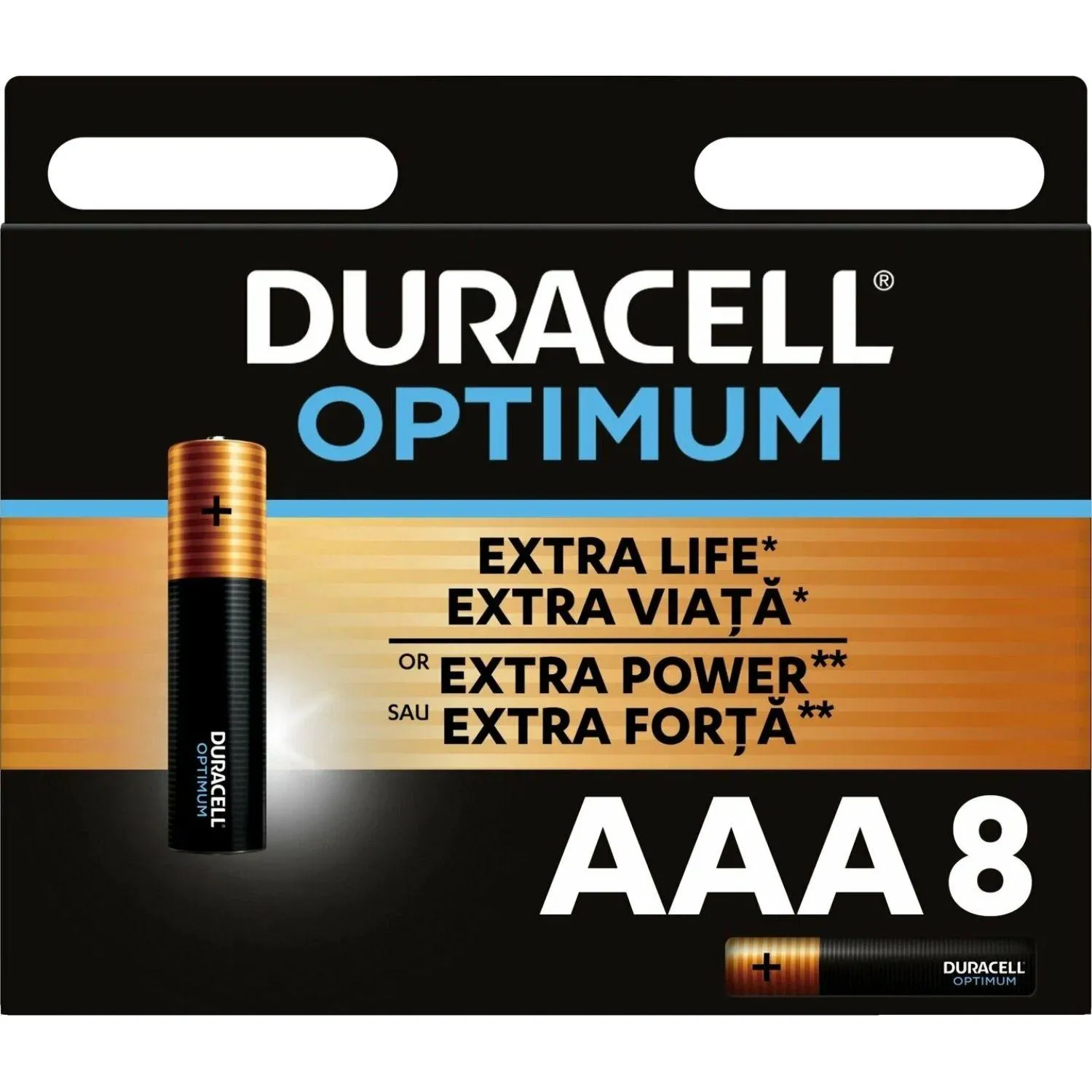 Батарейка Duracell 5014070 ААА алкалиновые 1,5v 8 шт./бл. LR03-8BL Optimum - фото 1